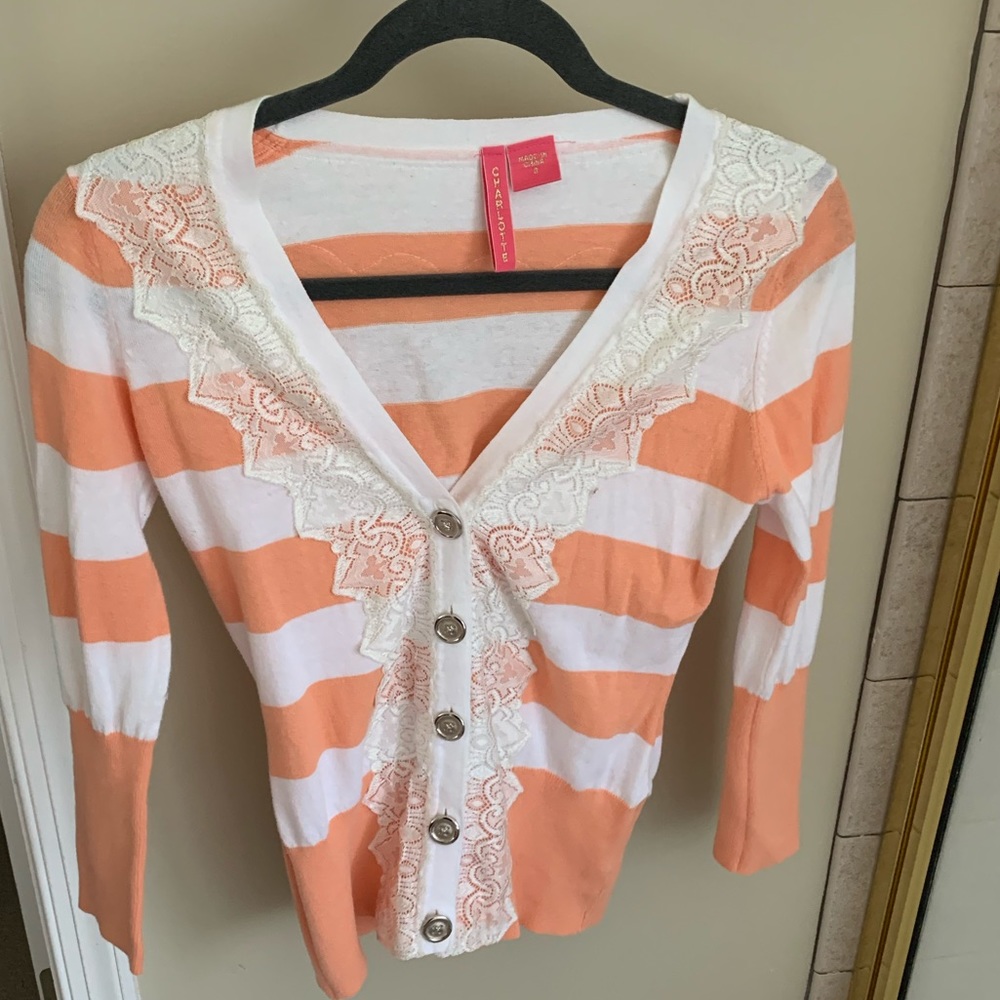 Orange and white Cardigan